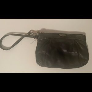 Coach Leather Wristlet-Black with zipper